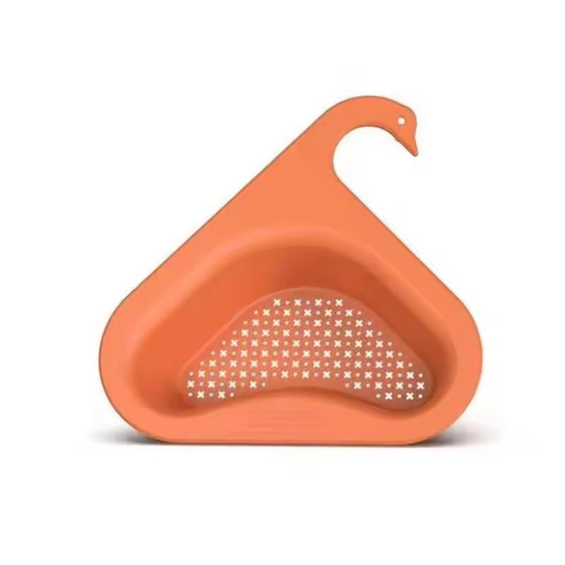 Sink Swan Drain Basket Household Punch-Free Kitchen Vegetable Washing Multi-Functional Pool Triangular Plastic Water Filter Rack
