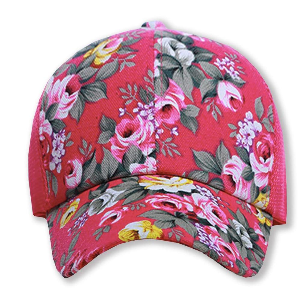 WHITE FANG Hat Mesh Cap Floral Pattern Stylish Cute Casual CA138 Women's (01 Black)
