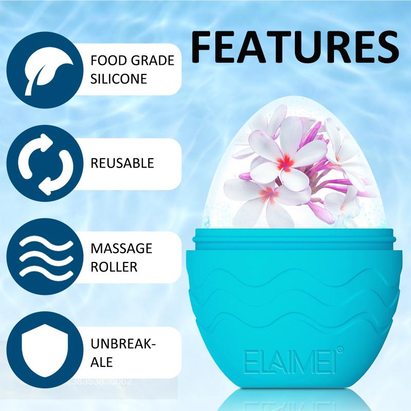 Ice Face Roller Egg-shaped Reusable Ice Mold For Face Skin Care Silicone Facial Massage Icing Tool