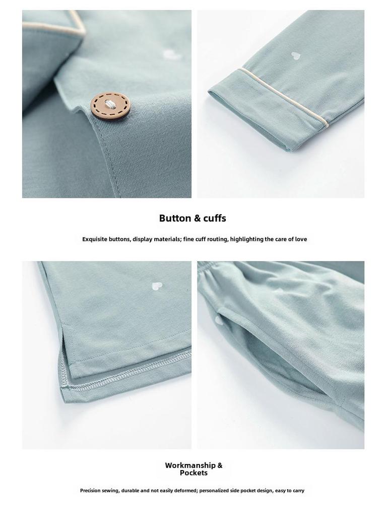 2025 Spring/Summer Women's Thin Casual Long Sleeve Pajama Set with Simple Lapel and Open Button Design