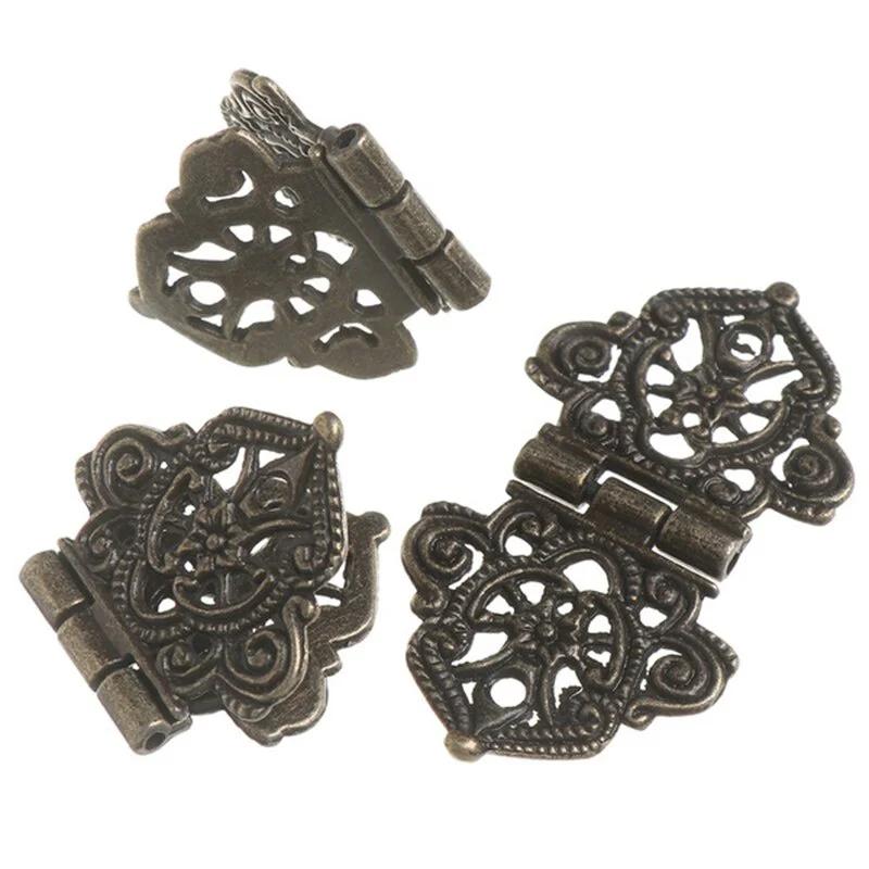 3ks Vintage Alloy Dutý květinový pant 24*54mm Nábytkové kování Kovové panty v krabici pro vlastní potřebu