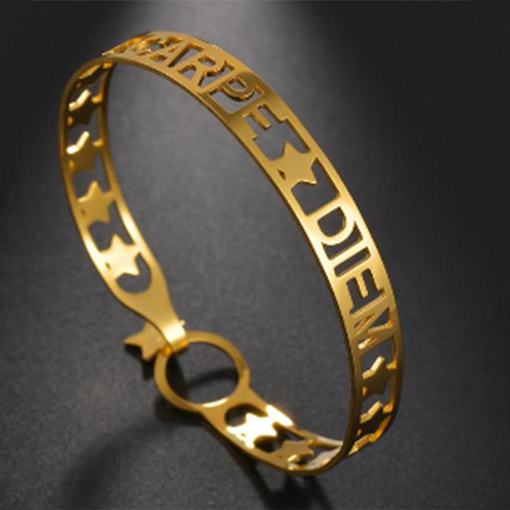 Atoztide Personalized Custom 10mm Letter Name Bracelet for Women Men Stainless Steel Hollow Bangles Birthday Jewelry Gift
