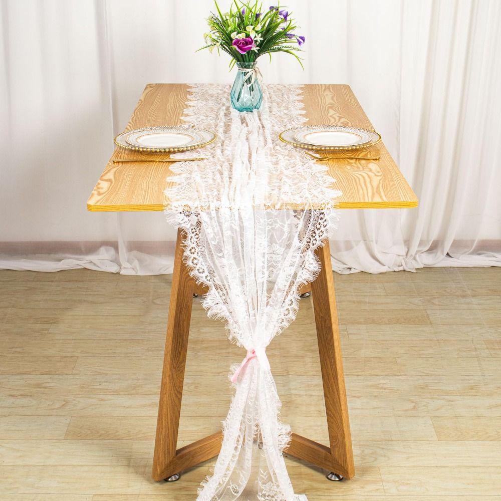 Embroidered French Lace Table Runner Flower Pattern Boho Dresser Scarf Home Garden