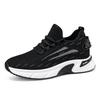Men's 8CM Hidden Height Flyknit Running Shoes with Thick Platform Sole, Mesh Upper, White.