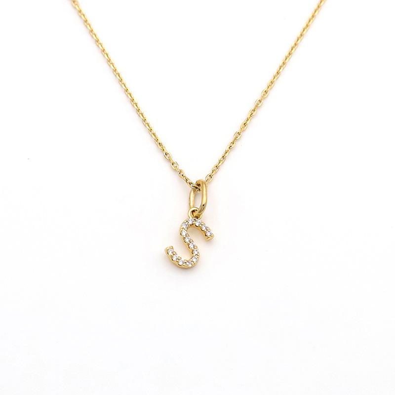 Jewelry Stainless Steel Full Diamond 26 English Letters Pendant Necklace Female Niche High-End Sense Collarbone Chain Does Not Fade
