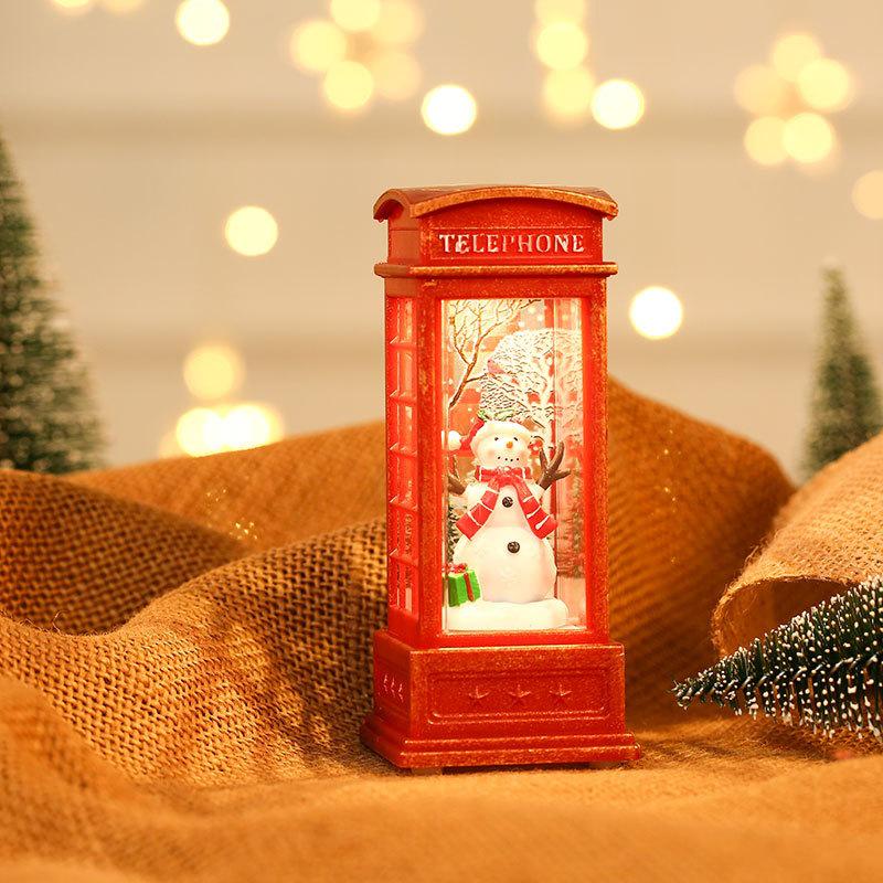 Christmas Telephone Booth Candle Lamp: Luminous Night Light Ornaments