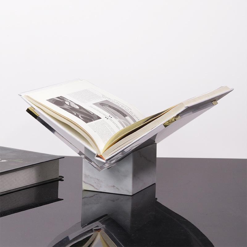 Modern Geometric Marble Bookshelf for Study Room Decorations