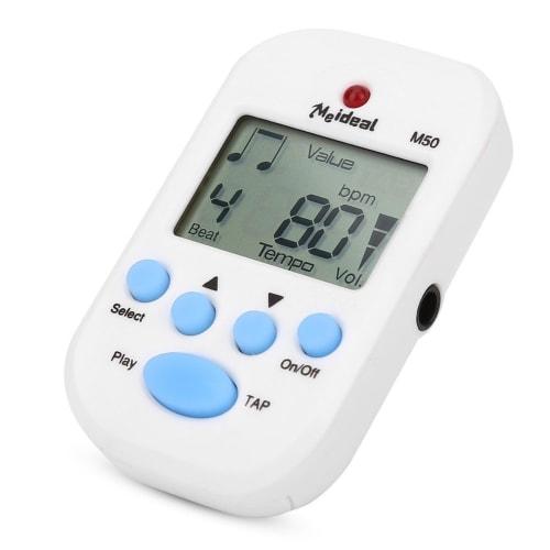 Meideal M50 Mini Digital Metronome, Digital Tempo, 30-280 Bpm, 0-9 Beat Values, High Volume, Clip-on, 5.5 X 3.2 X 3.5 Cm, Compact, Plastic, Compatible