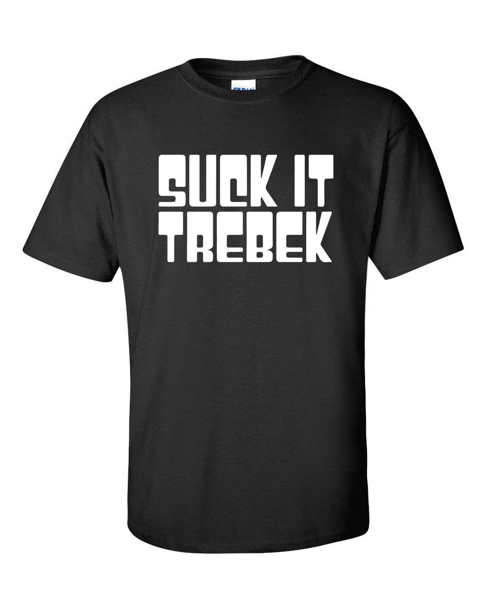 Suck it TREBEK SNL Saturday Night Live Jeopardy Skit Funny Men s 100% Cotton T-shirt Mens Tees Top 506 XL