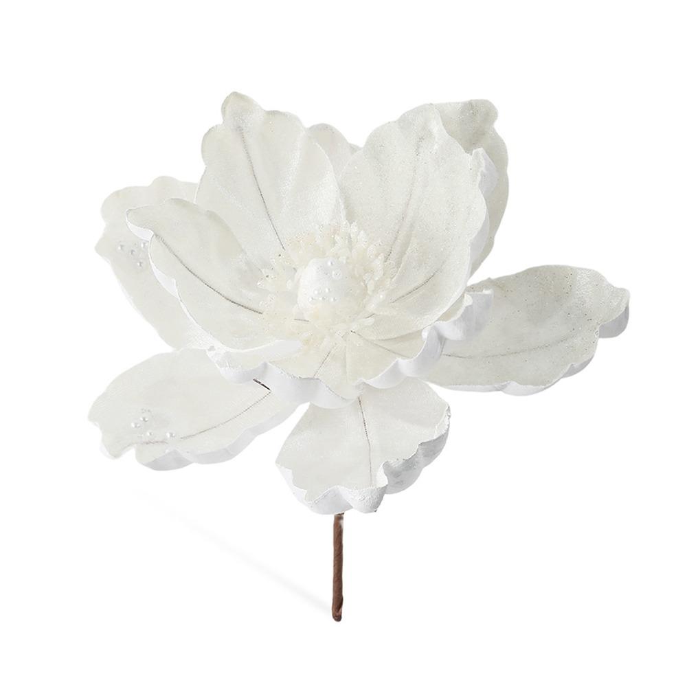 Lifelike Artificial Poinsettia Picks Sequin Fake Christmas Flowers New Year Decor