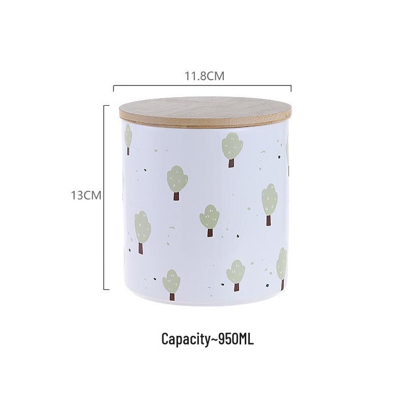 ZISIZ Ceramic Food Storage Jar with Wooden Lid
