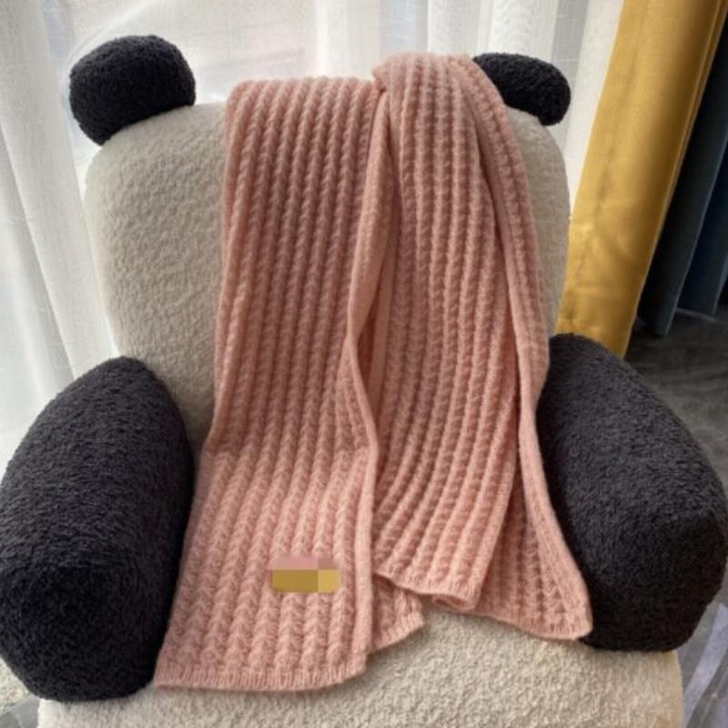 New Soft and Versatile Korean Knitted Wool Solid Color Scarf for Women Autumn and Winter Thickened Couple Scarf for Students