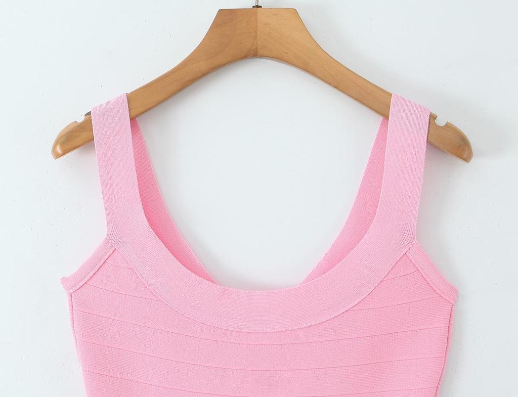 French Retro Sleeveless Knit Mini Dress - Sweet, Elastic Waistband, Pure Color for Women