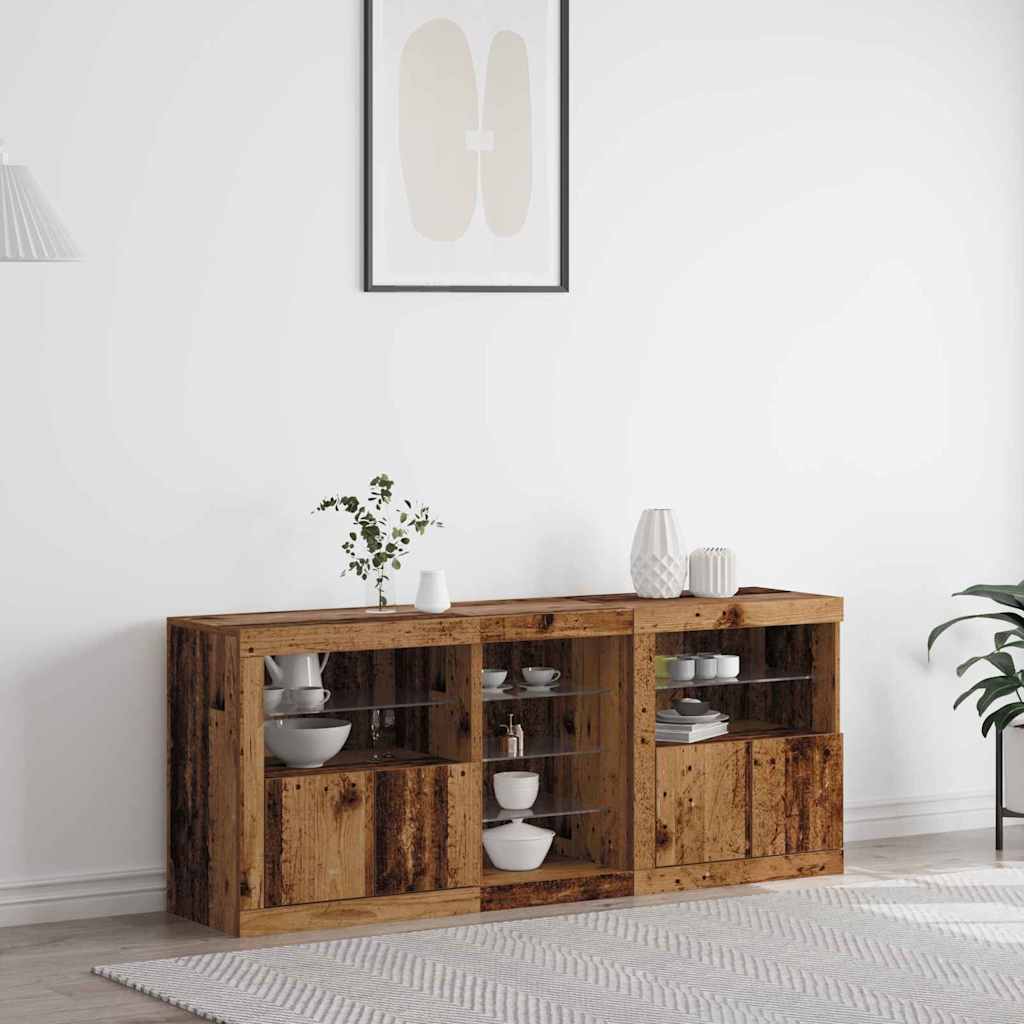LED Sideboard Reclaimed Wood Look 162 x 37 x 67 cm Engineered Wood