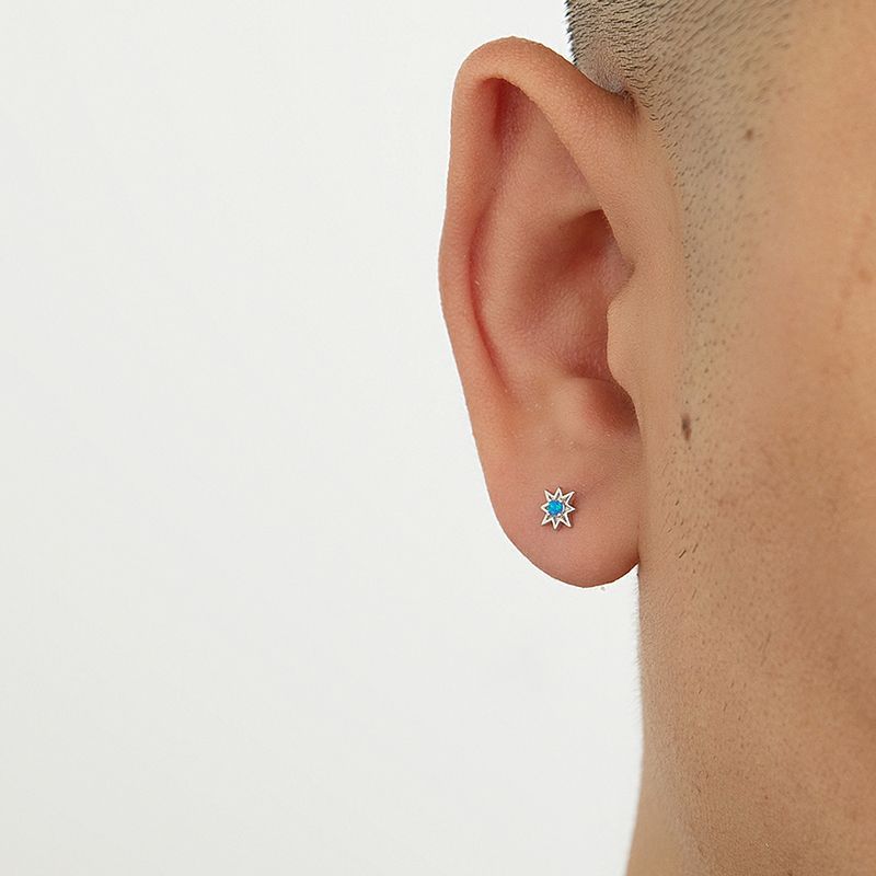 

Yijian S925 Sterling Silver Stud Earrings Men s European and American Entry Lux Octagonal Star Earrings Women s Ear Rings XINGX Design Small Single