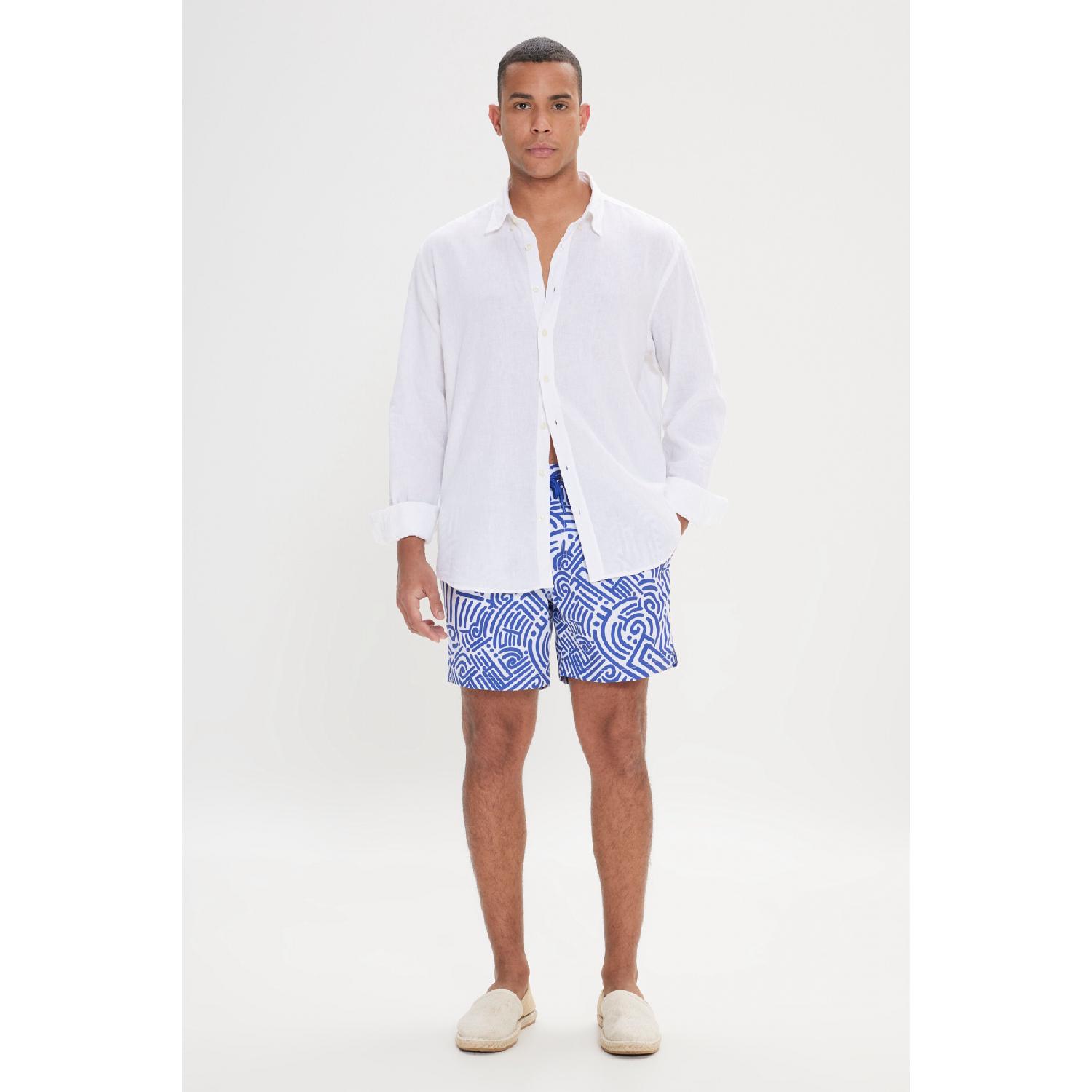 

Мужской бело-темно-синий стандартный крой, быстросохнущие шорты для плавания с карманами и карманами стандартного кроя S белый