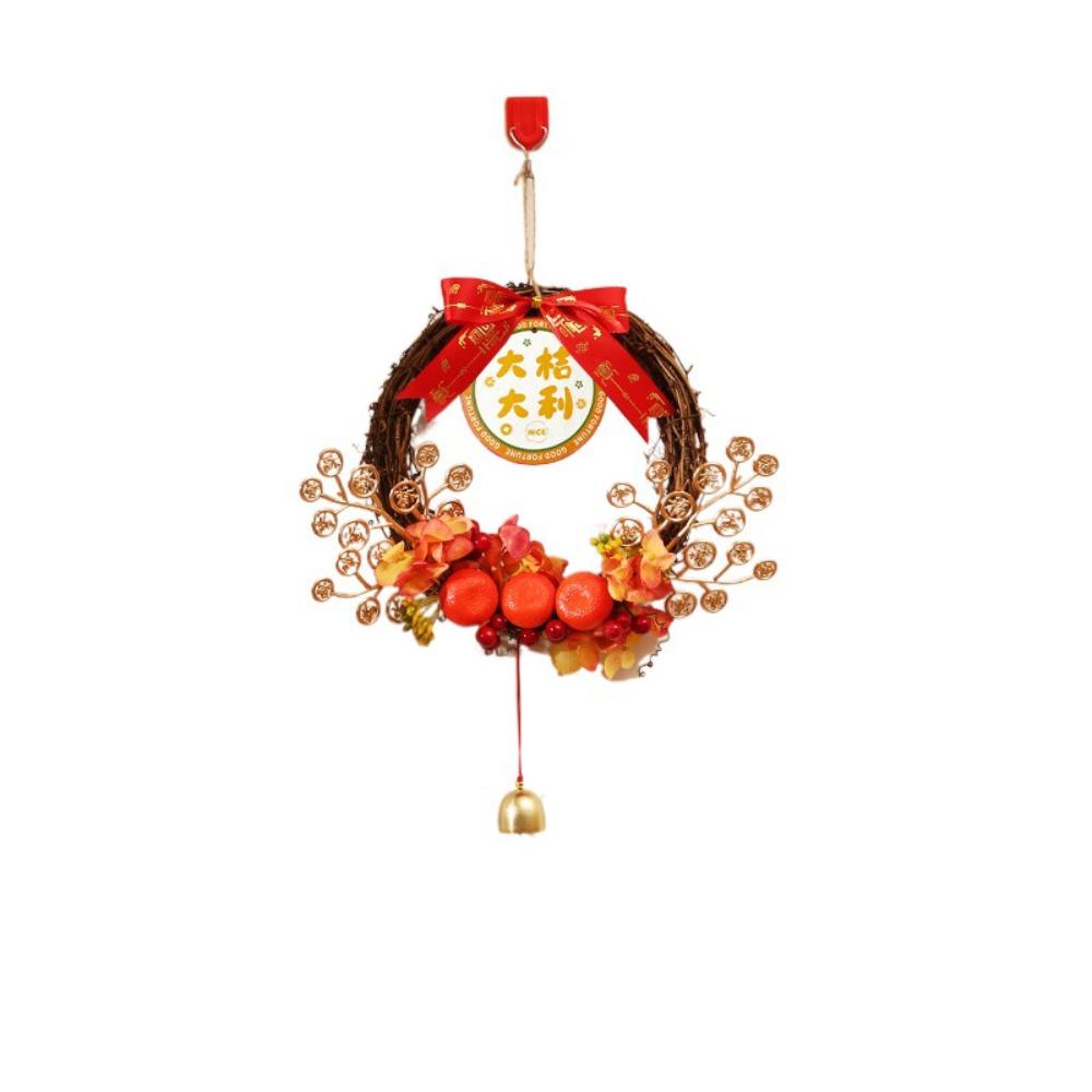 

Traditional Chinese New Year Wreath Decorative Hanging Wreath Front Door Wreath Farmhouse Style Style 2