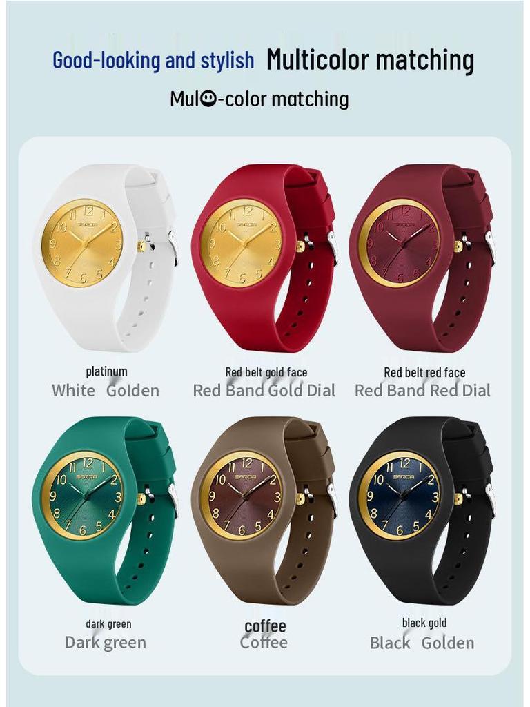Sanda Unisex Lehké silikonové sportovní hodinky - Vodotěsné a tiché módní pro studenty