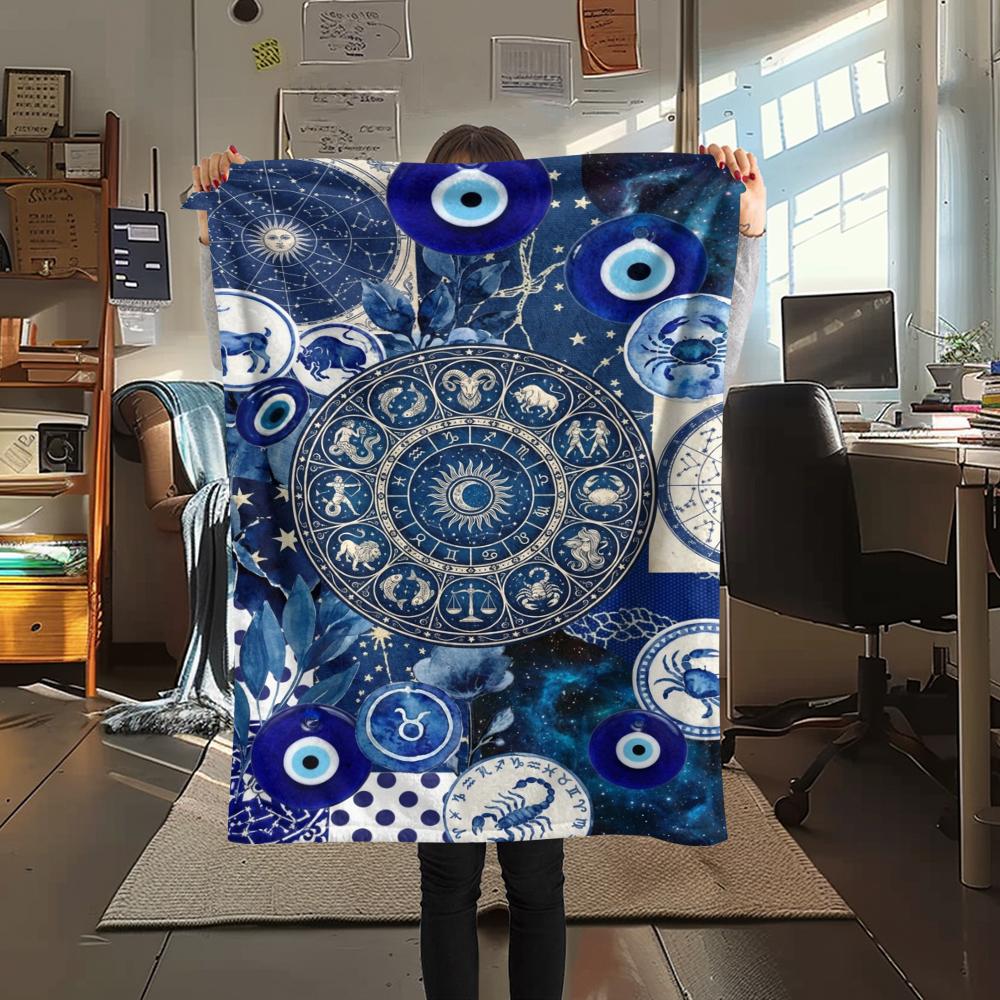 1Pc Constellations Print Flannel Blanket, High Quality Comfortable for All Seasons, Home Decor, Warmth and Comfort, Perfect for Christmas Gifts W147