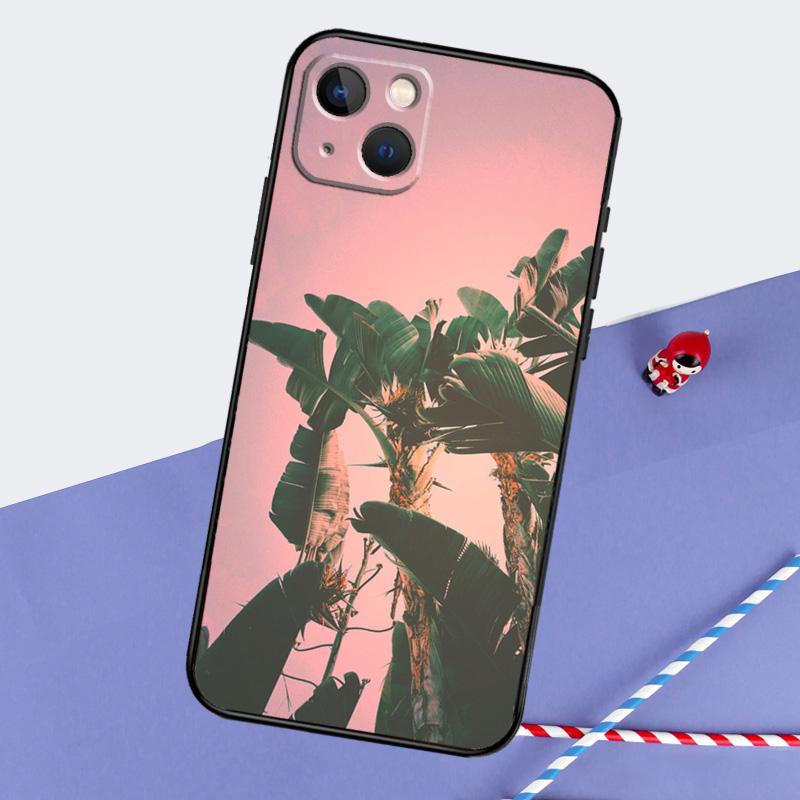 Tropical Leaves Banana Leaf Phone Case For iPhone 16 15 Pro Max 12 13 Mini 11 14 Pro Max XR 16 15 Plus 16e Cover Coque