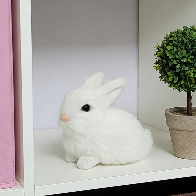 Realistic Rabbit Figurine Lively Easters Bunnies Stuffe Farm Animal Plush Rabbit Statue Spring Home Decors Photo Props