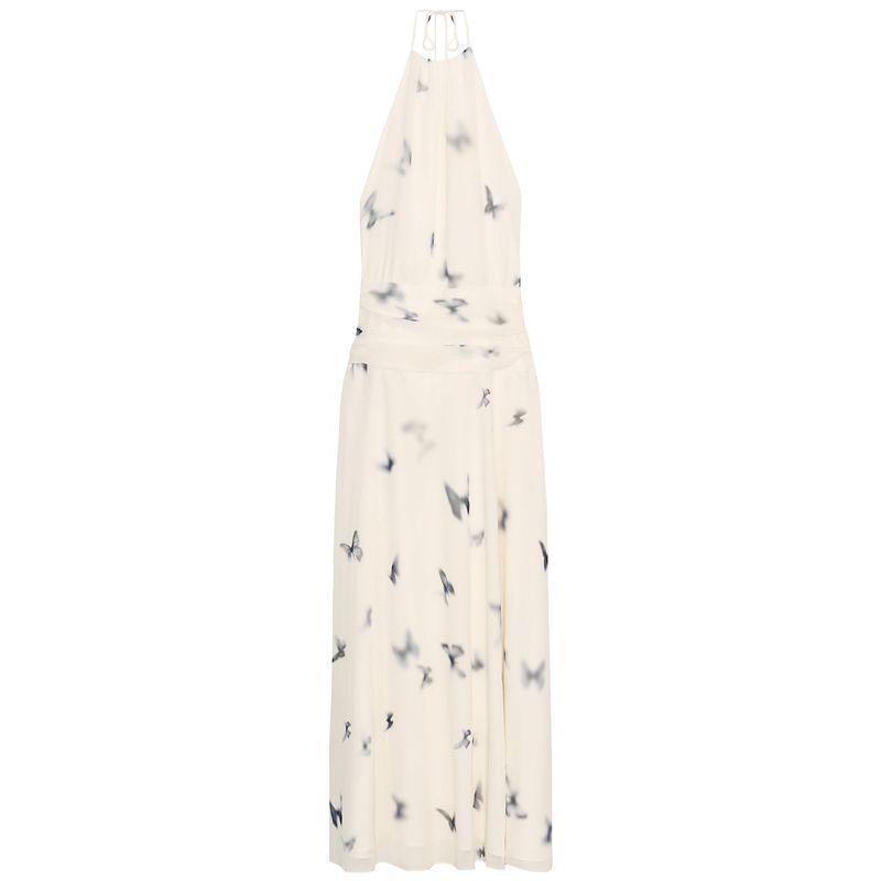 

Zaprha 2025 New Arrival French Animal Print Halterneck Dress Long Waist-Tight Slim Looking Elegant 3676339 Milky White/Print L