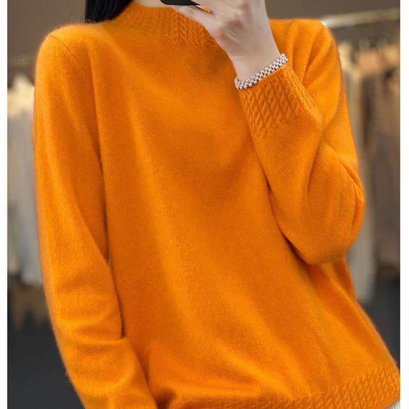 Half High Collar Base Autumn Knitted Sweater for Women Fashion Long Sleeve Loose Winter Pullovers Sweaters Women Casual Solid Ladies Knitwears 25656