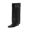 Fashion Autumn Cowboy Boots For Women Fashion Slip On Long Pipe Boots Female Square High Heel Trend Winter Footwear