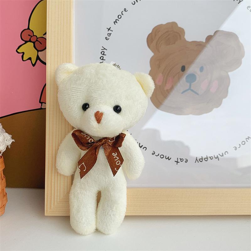 10Pcslot Bear Plush Toys Mini Bear Stuffed Doll Keychain Soft Stuffed Toy Keychain Bag Pendant Wedding Decoration Birthday Gift