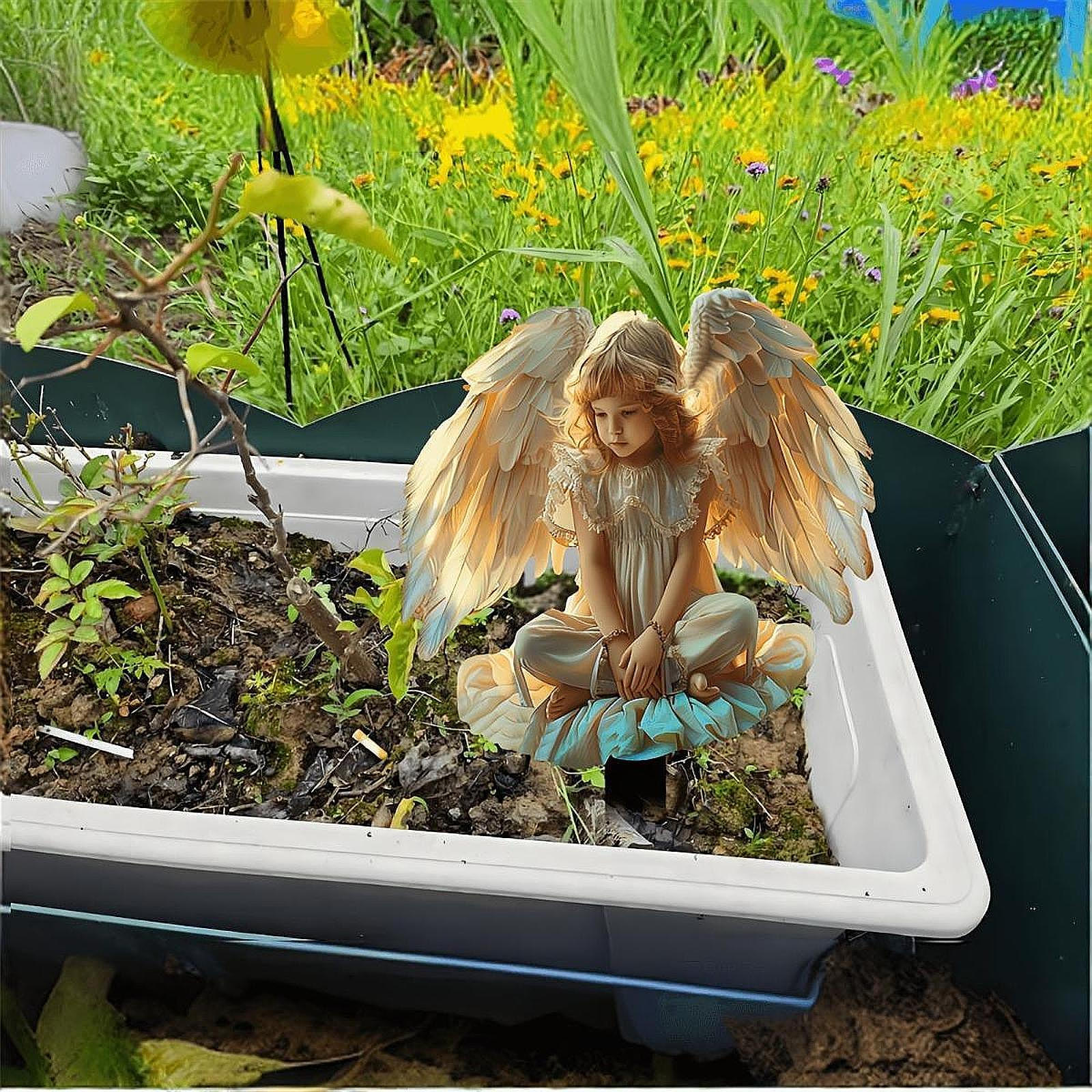 

2D Плоский Акриловый Орнамент Ангел Садовые Колышки Аксессуары DIY Крафт Ручная работа Декор Фея