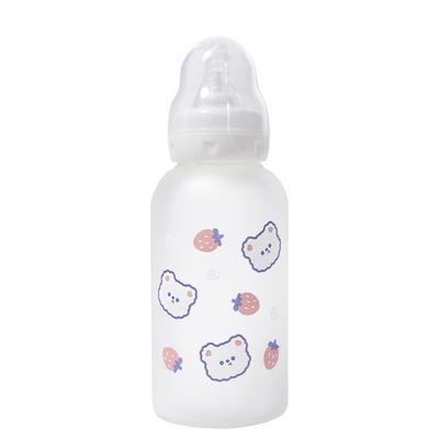 CutiePlusU Adult Bottle 300ML For Adults Convenient To Carry Direct Drinking Big Size Printed Big Size Glass Baby Bottle Full Strawberry Bear Design