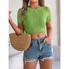 HNXC Spring and Summer Casual Twisted Short-sleeved Knitted Sweater, Vacation Short Navel Top for Women's Wear