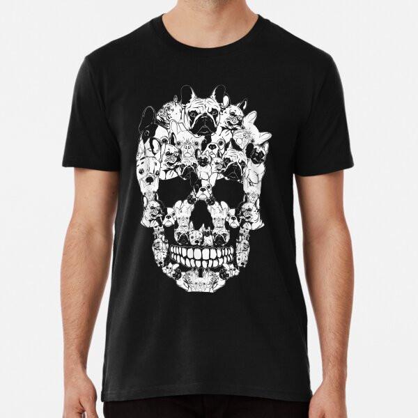 

French Bulldog Dog Graphic Halloween Skull C S to 5XL Made in the AU/USA T-Shirt 3XL