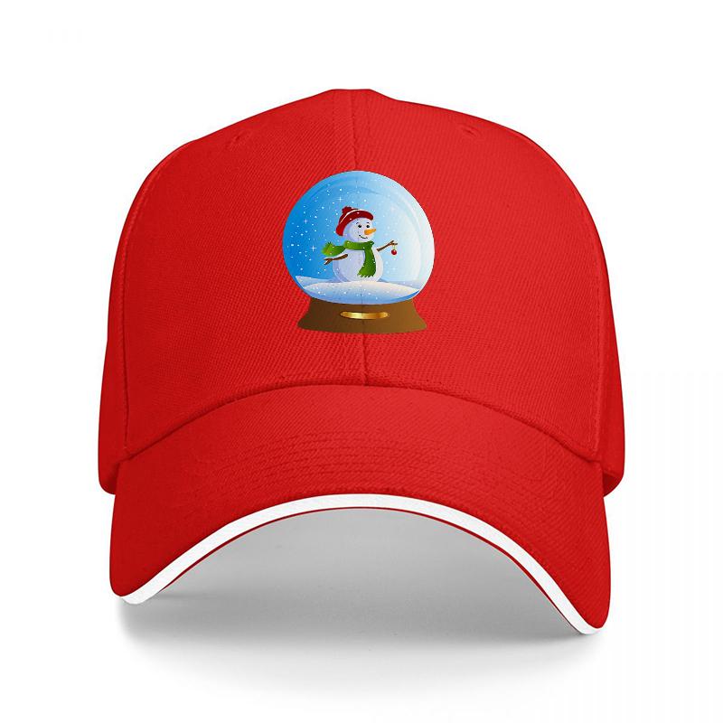 

Snow Globe SnowUnisex Winter Holiday Baseball Cap Black with White Trim Festive Design for Cold Season Wear Adjustable