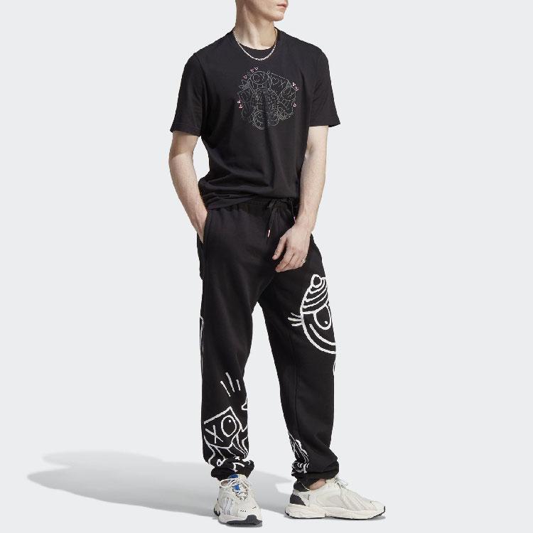 adidas Originals T Shirts Men's Black Crew Neck Moderate Straight Fit IA6390