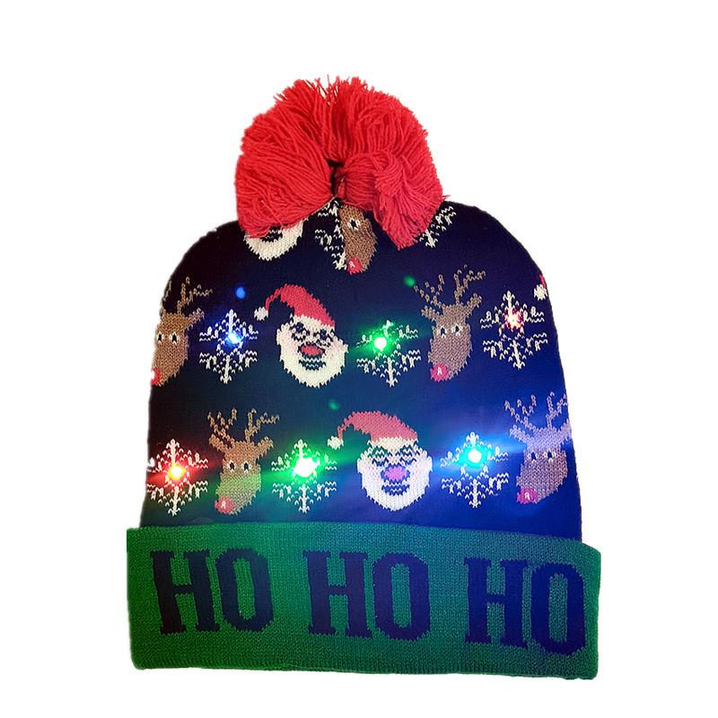 Christmas LED Light Knitted Pom-Pom Hat for Adults - Warm Fashion for Autumn/Winter
