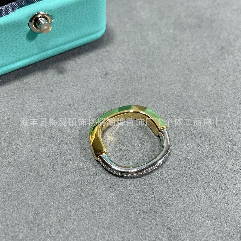 

T Home U-shaped Half-diamond Ring Women s Ring Single-row Diamond Lock High Version Fashion Trend High Sense Niche Light Luxury Ring no. 8