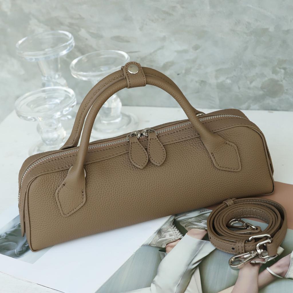 Genuine Leather French Style Small Tote Bag Retro Classic Handbag Genuine Leather Women's Handbag Casual Multi-Style Single-Shoulder Bag