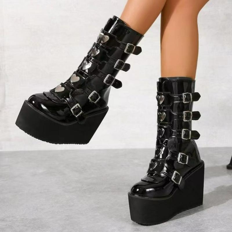 Women`S Boots Rivet Gothic Shoes Punk