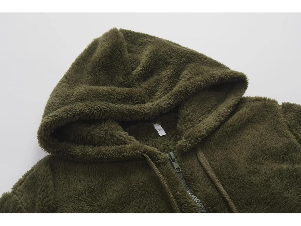 Autumn & Winter Hooded Fleece Jacket with Splicing Design