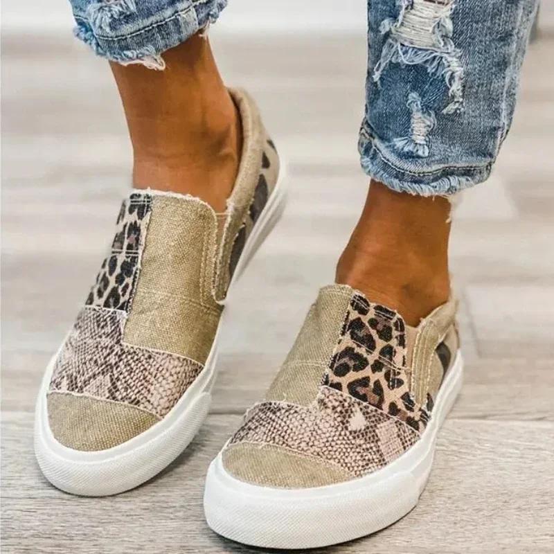 Fashion Leopard Print Women Vulcanized Shoes 2025 Trend Women Canvas Shoes Casual Walking Sneakers Designer Womens Casual Footwear Tenis