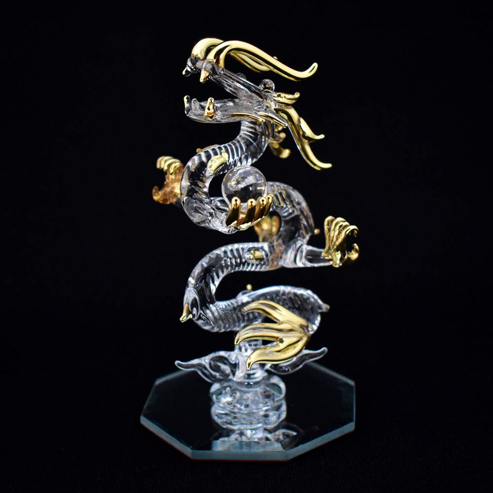 Handmade Glass Feng Shui Lucky Crystal Rising Dragon (Small)