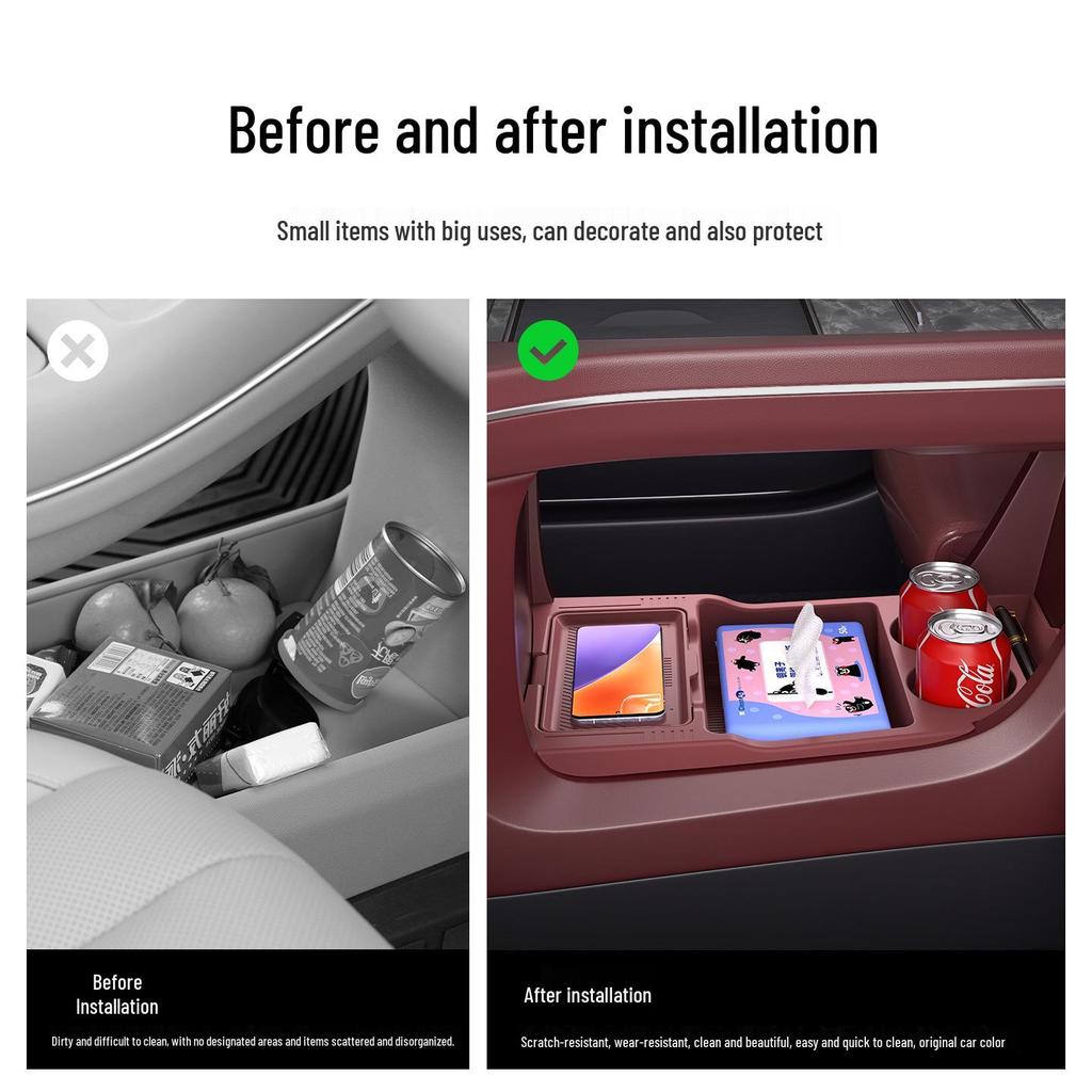 Compatible with 26 NIO ES8 Models: Center Console Cup Holder & Storage Box for Car Interior Modification