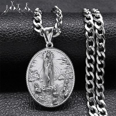 Exquisite Virgin Mary Necklace Men 316 Stainless Steel  Color Our Lady of Guadalupe Necklaces Jewelry Virgen De Guadalupe