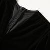 Autumn Winter Women Vintage Black Beading Chain Velvet Party Dresses