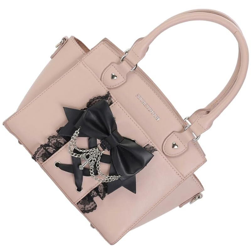

[SecretDoor] pink shoulder bag shoulder tote bag tote 2WAY independence handbag handbag ribbon frills race cross cross chain blueberry heart landmine