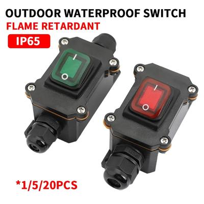 Waterproof Marine Rocker Switch With LED Outdoor Junction Box Inline Power Cord Power Switch IP65,12V/24V/220V,Screw Wiring
