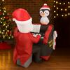 4.9FT Inflatable Santa Penguin Playing Piano Holiday Gift Toy LED Christmas Ornament Xmas Yard Decorations Festive Supplies