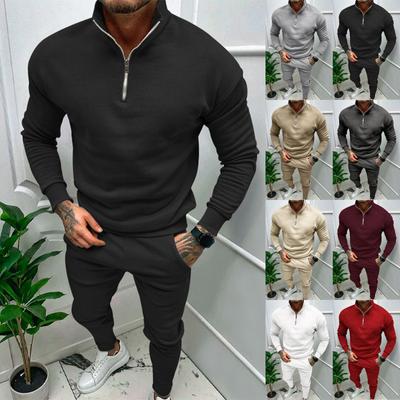 Herren-Herbstmode-Reißverschluss-Kapuzensport-Trend-Langset