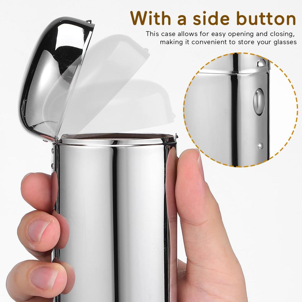 WOFASHPURET Hard Shell Eyeglass Slim Aluminum Portable Sunglasses Protector Case with Metal Eyeglass Holder for for Men and Women Case, Travel,